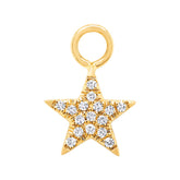 0.04ct 14k Yellow Gold Diamond Pave Star Hoop Charm